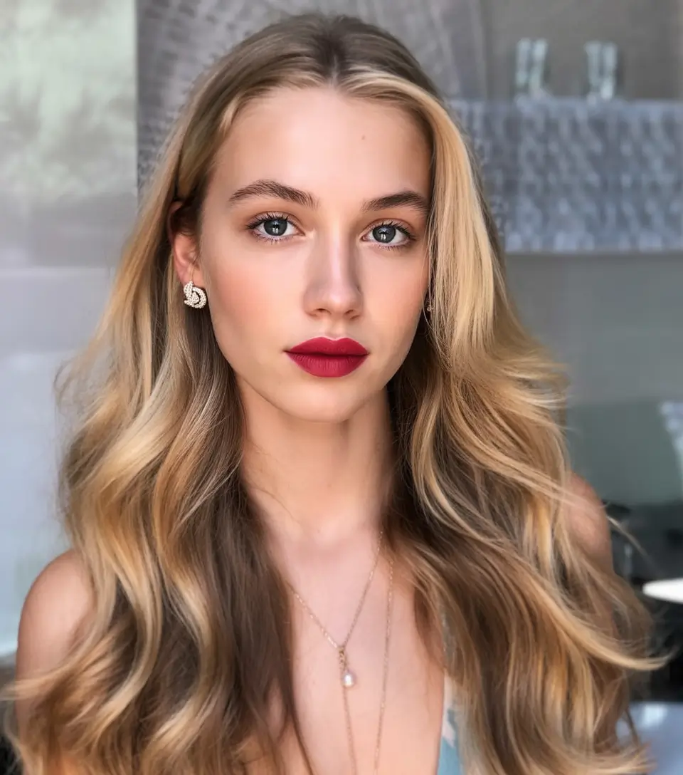 winter hairstyles Golden Waves With a Sleek Finish