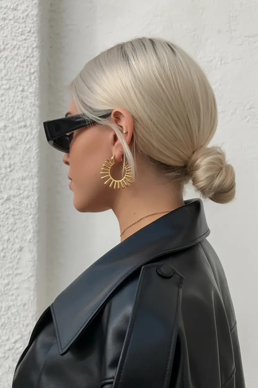winter hairstyles Sleek Low Bun With Luxe Vibes