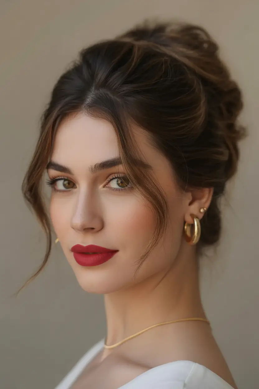 winter hairstyles Elegant Updo With Loose Face Framing Strands