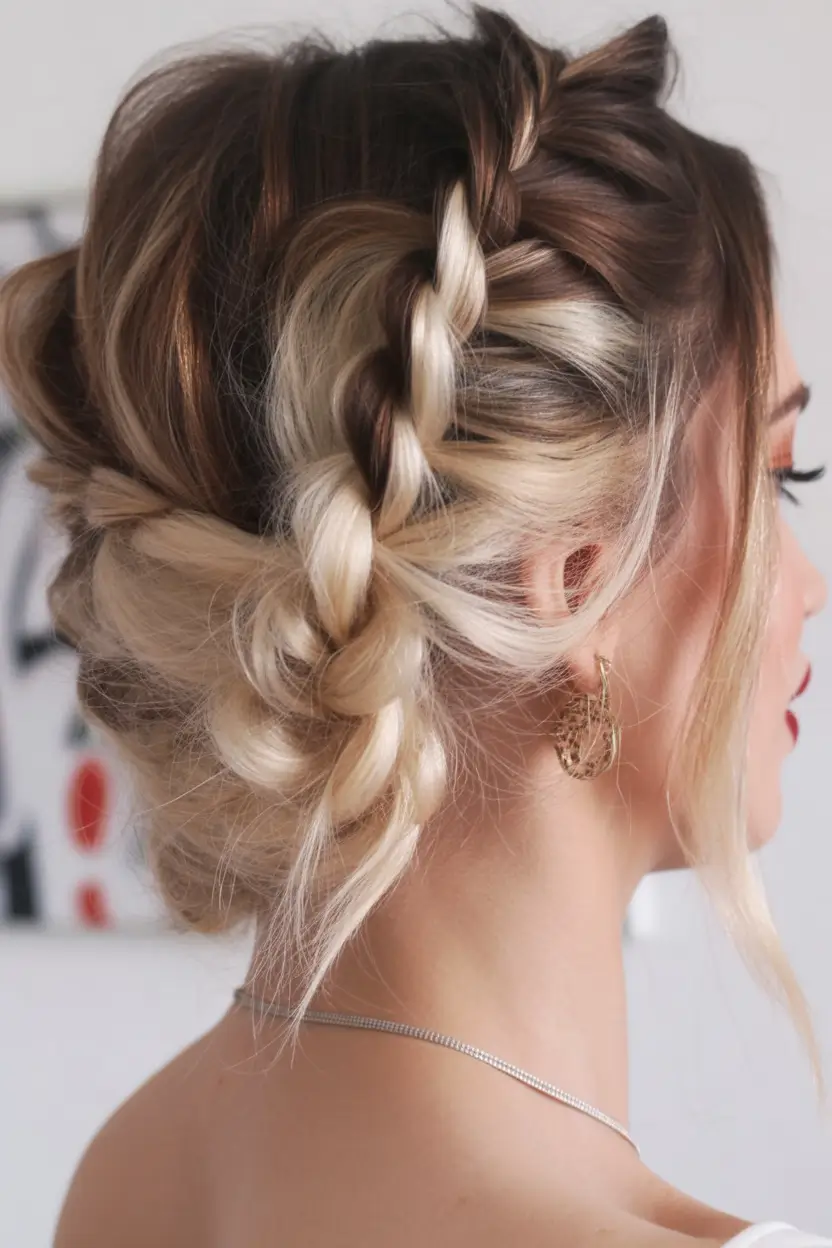 winter hairstyles Romantic Braided Updo