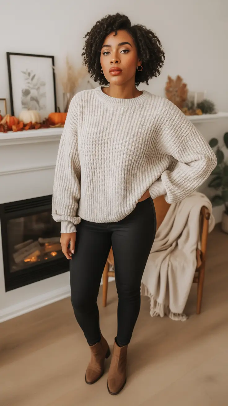 legging outfits ideas 2026 Soft Neutrals for Cozy Evenings
