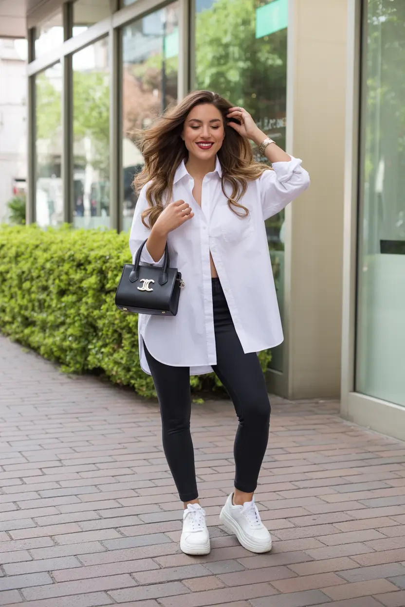 legging outfits ideas 2026 Classic Black and White Confidence