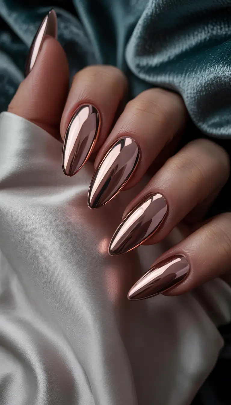 winter color nails acrylic rose chrome drama