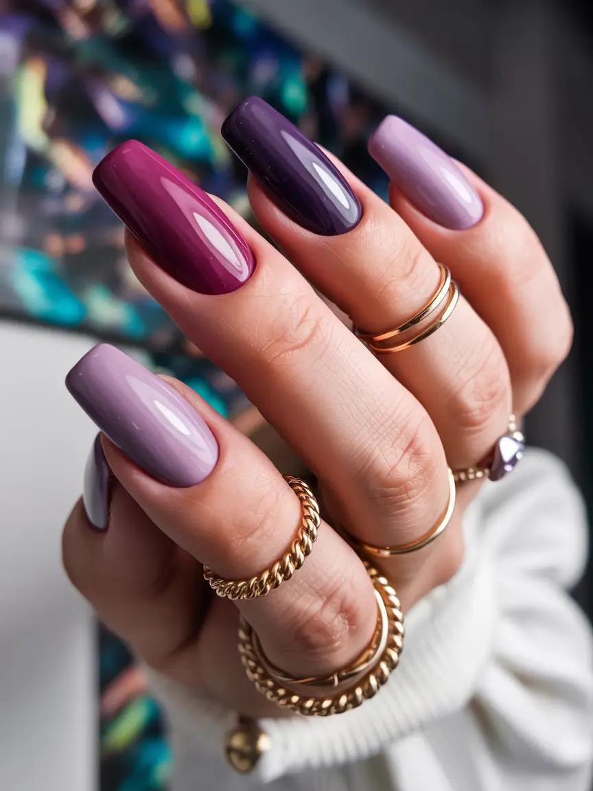 winter color nails dip plum gradient sophistication