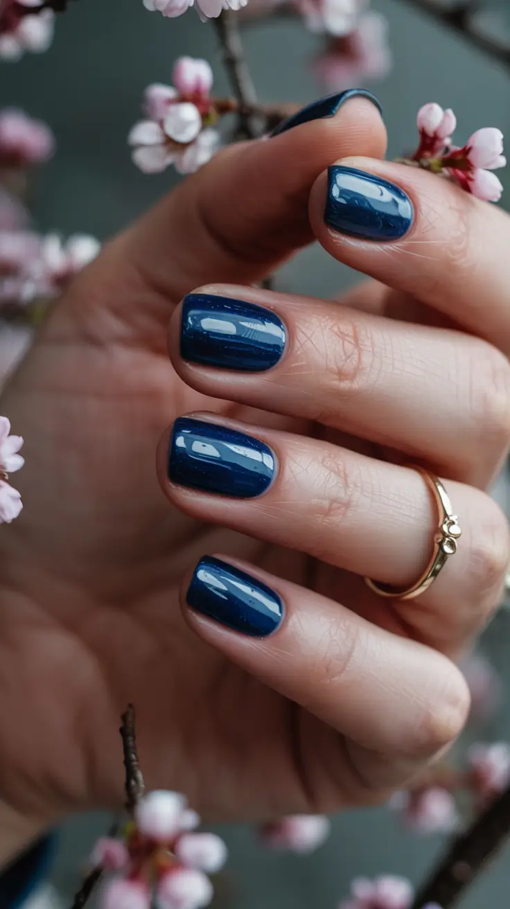 winter color nails 2025 midnight navy charm