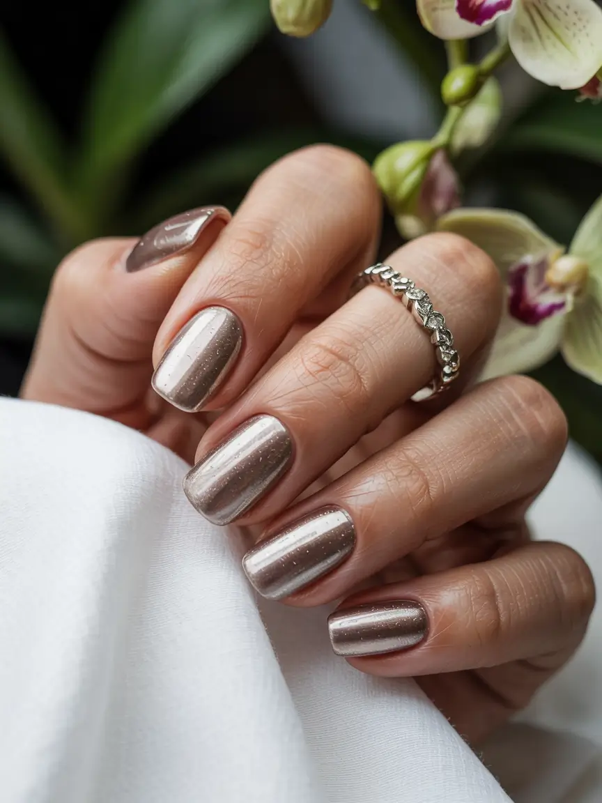 winter color nails dip champagne glow perfection