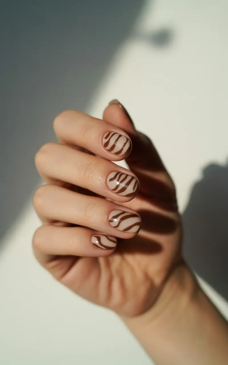 short winter nails designs easy Cocoa Swirl Charm