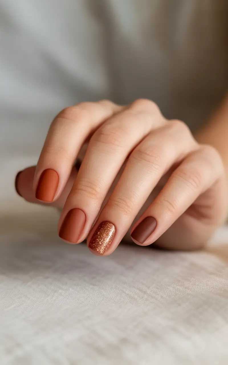 short winter nails designs Cinnamon Matte Glam