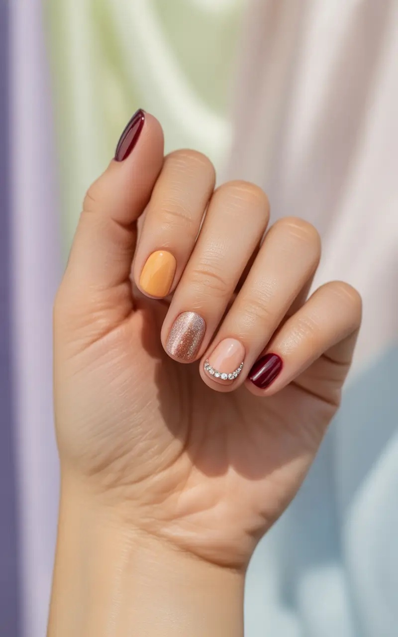 short winter nails designs easy Golden Hour Mix