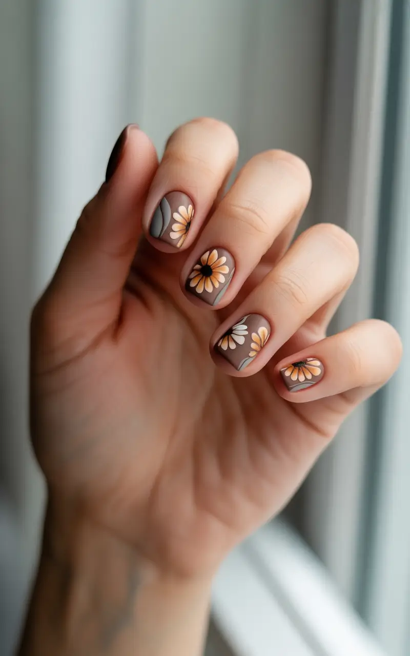 short winter nails 2025 Soft Bloom on Cocoa
