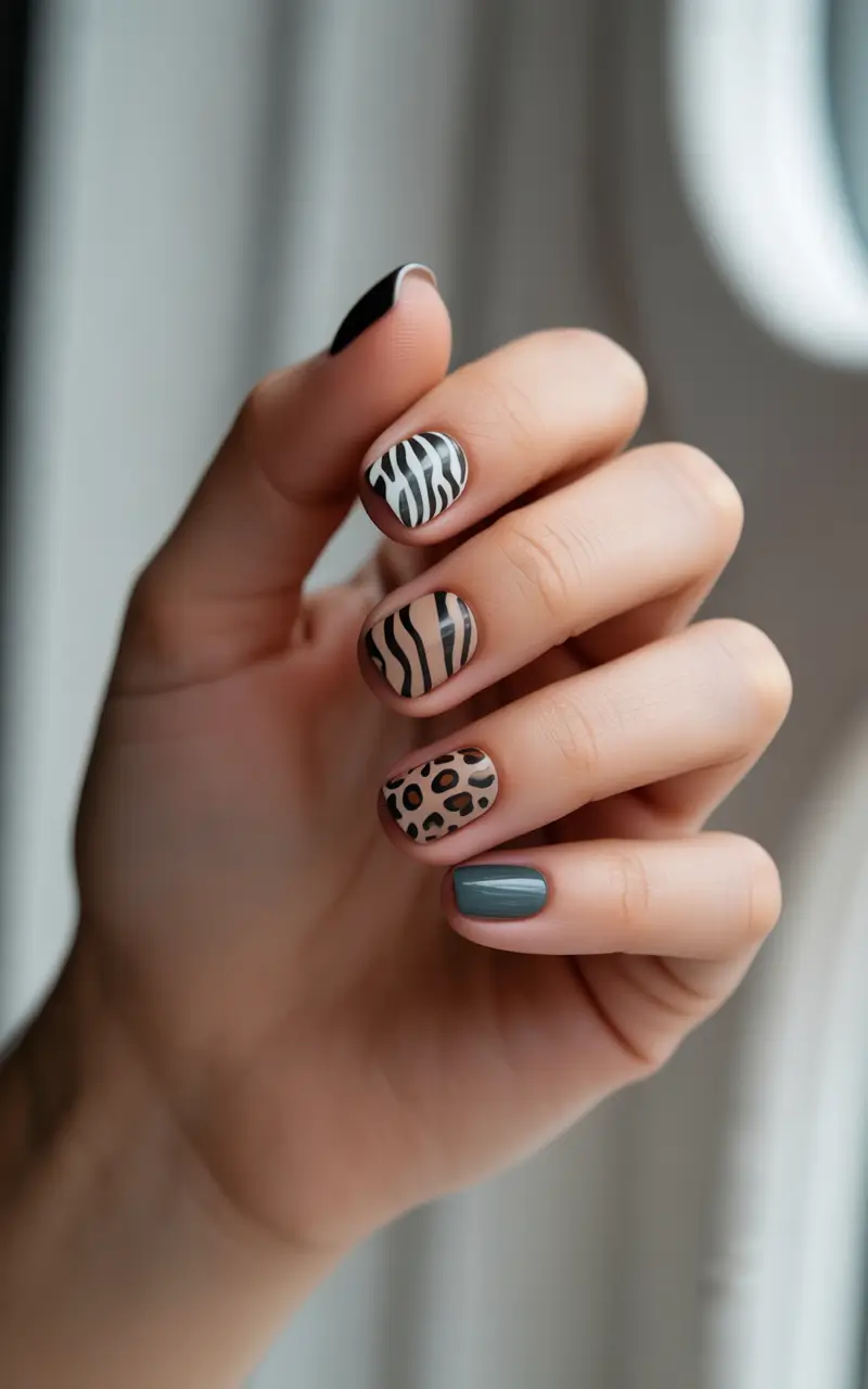 short winter nails 2025 Animal Instinct Remix