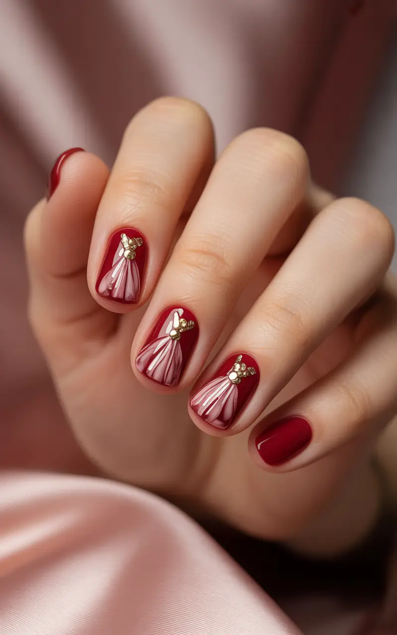 short winter nails red Deep Ruby Elegance with Satin Shine