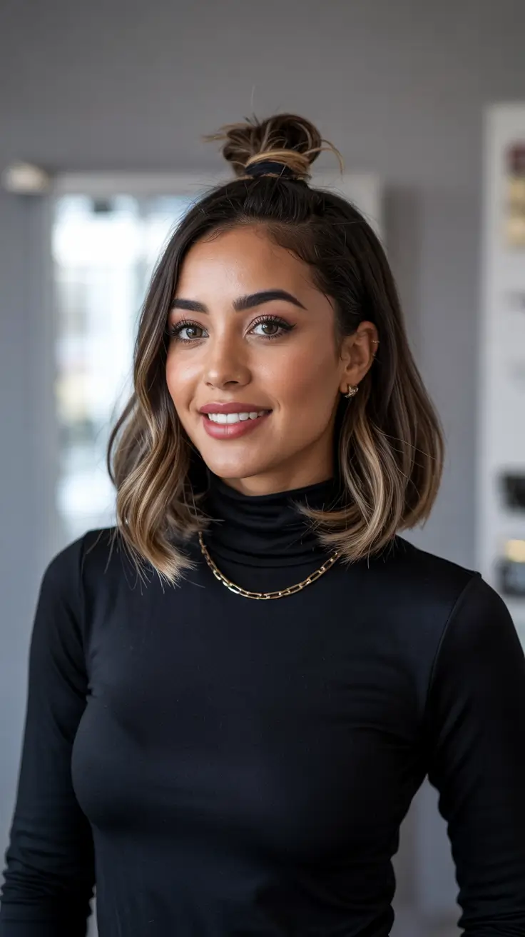 November 2025 Fresh Hairstyles Ideas Chic Half Top Knot