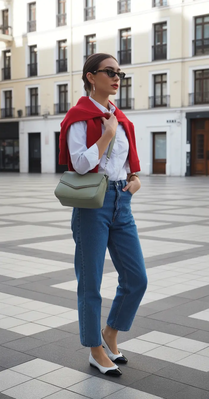 old money outfits 2026 preppy red accents and timeless denim
