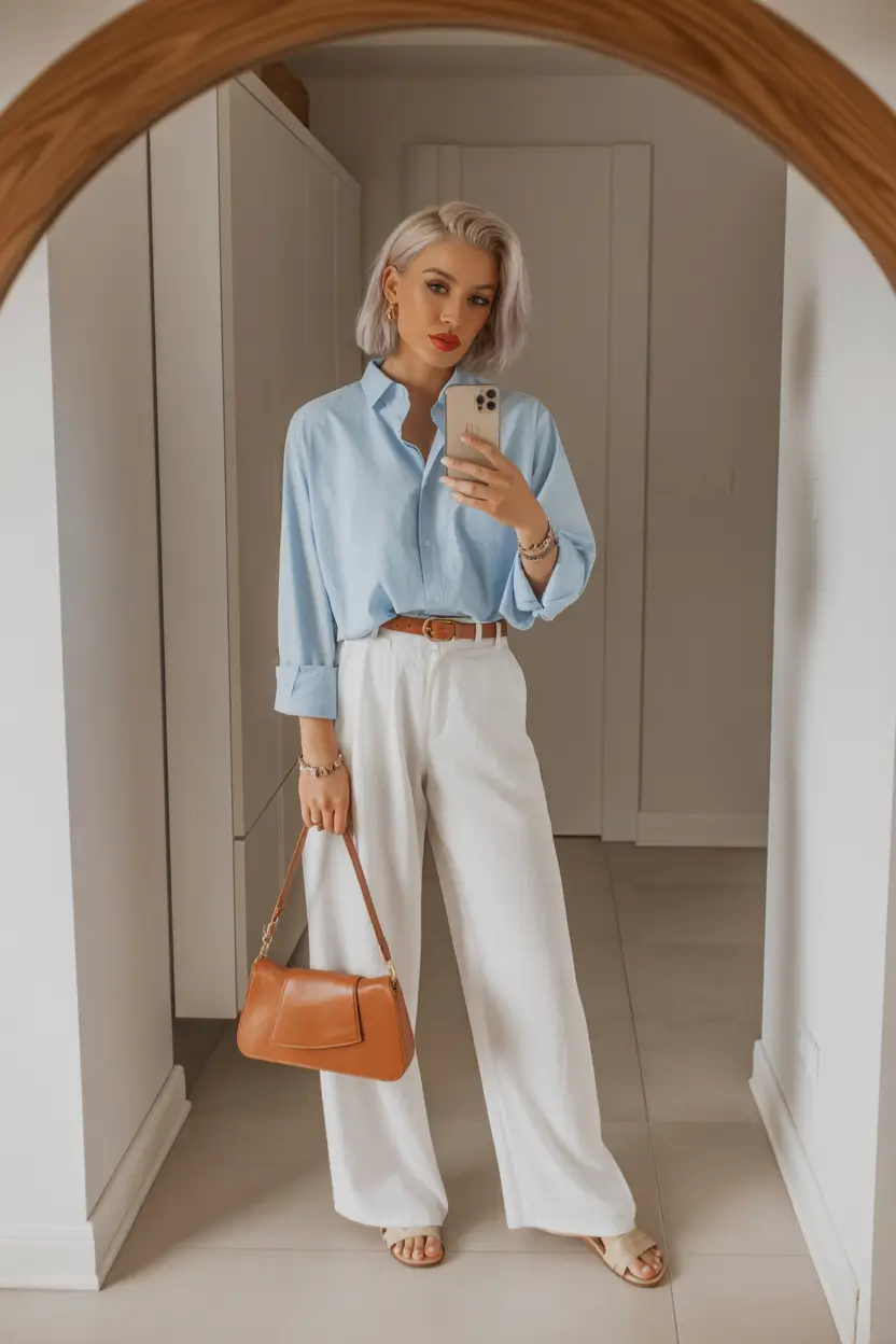 old money outfits 2026 soft blue minimalism