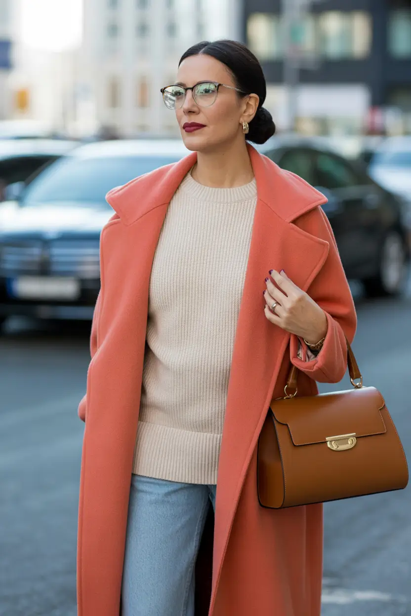 2025-winter-outfits-over-40-soft-coral-elegance-meets-casual-denim