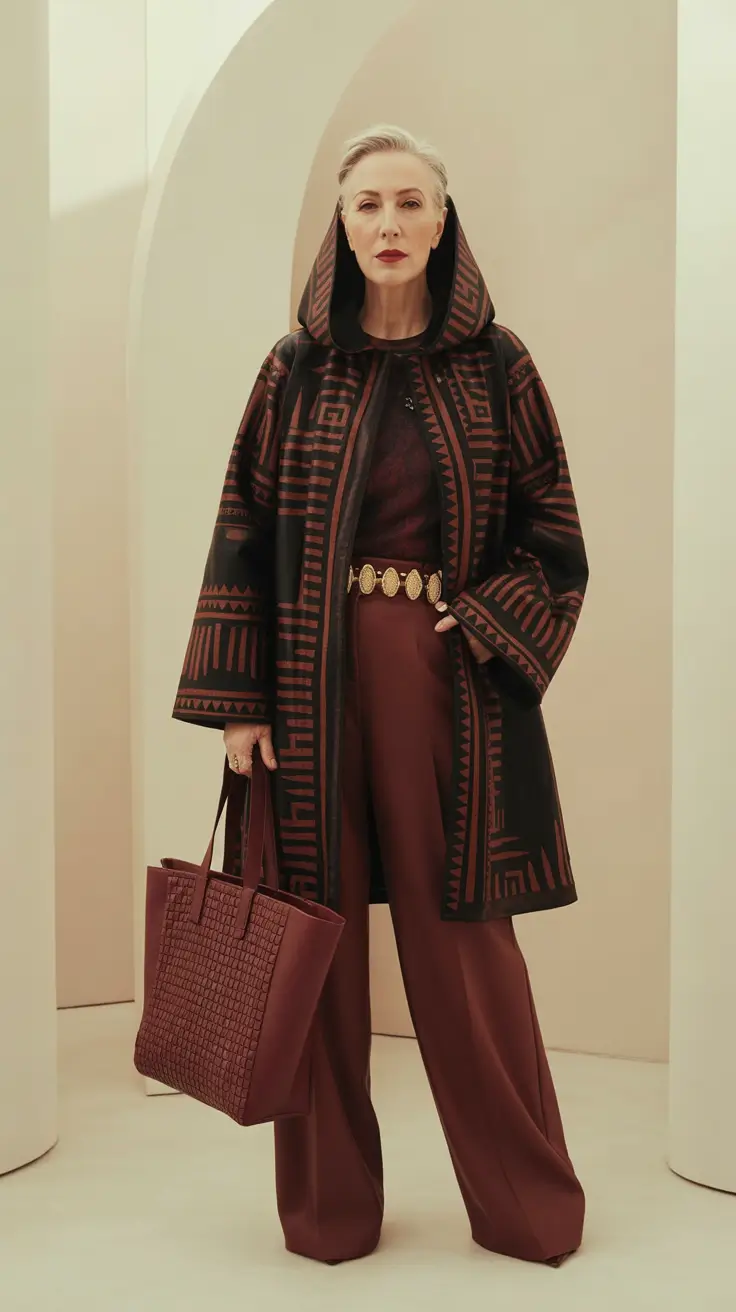 winter outfits over 50 elegant geometry in deep tones
