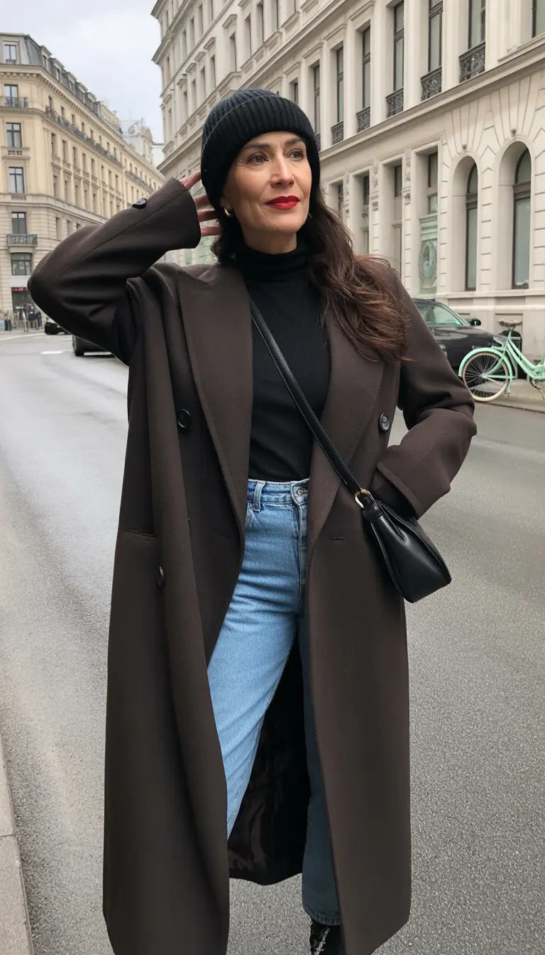 winter outfits over 50 parisian black and denim