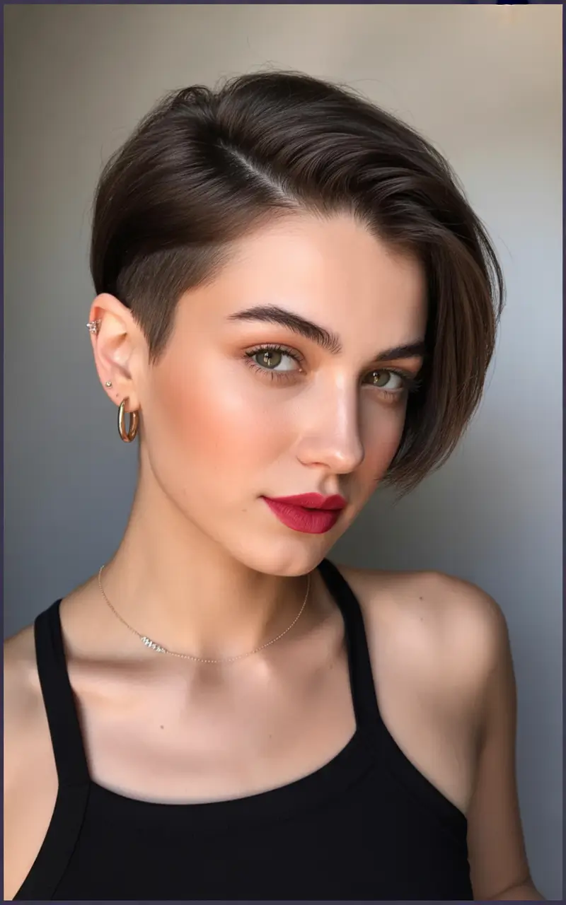 winter pixie haircuts Chic Undercut With Sleek Side Sweep
