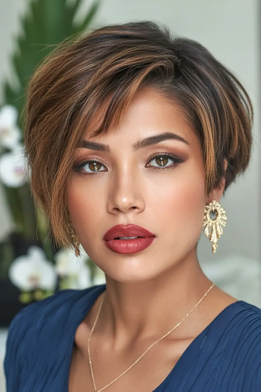 winter pixie haircuts Voluminous Side-Swept Pixie Bob
