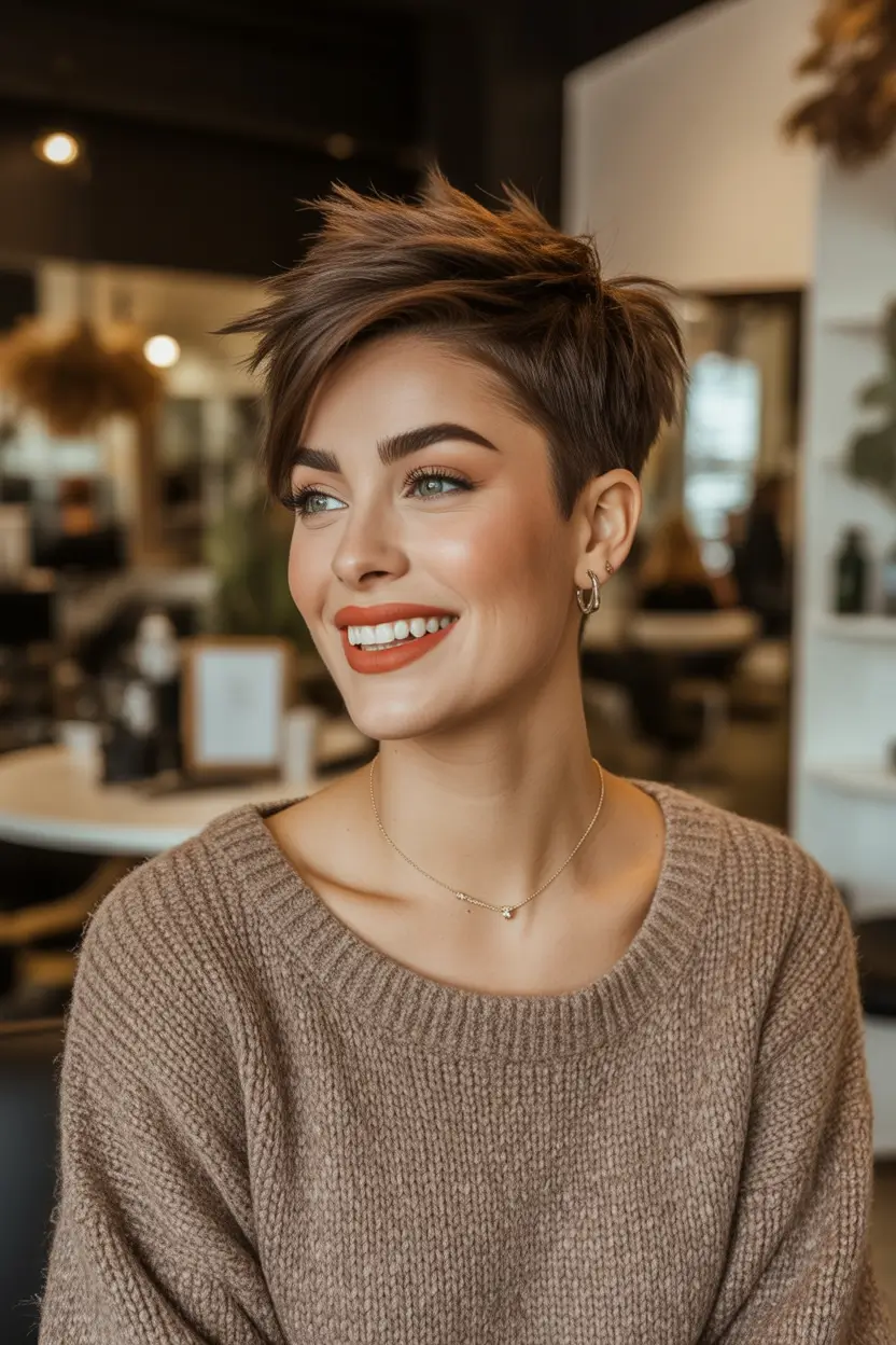 winter pixie haircuts Textured Layered Pixie With Volume