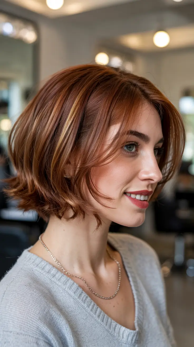 short winter haircuts Playful Copper Bob With Layers