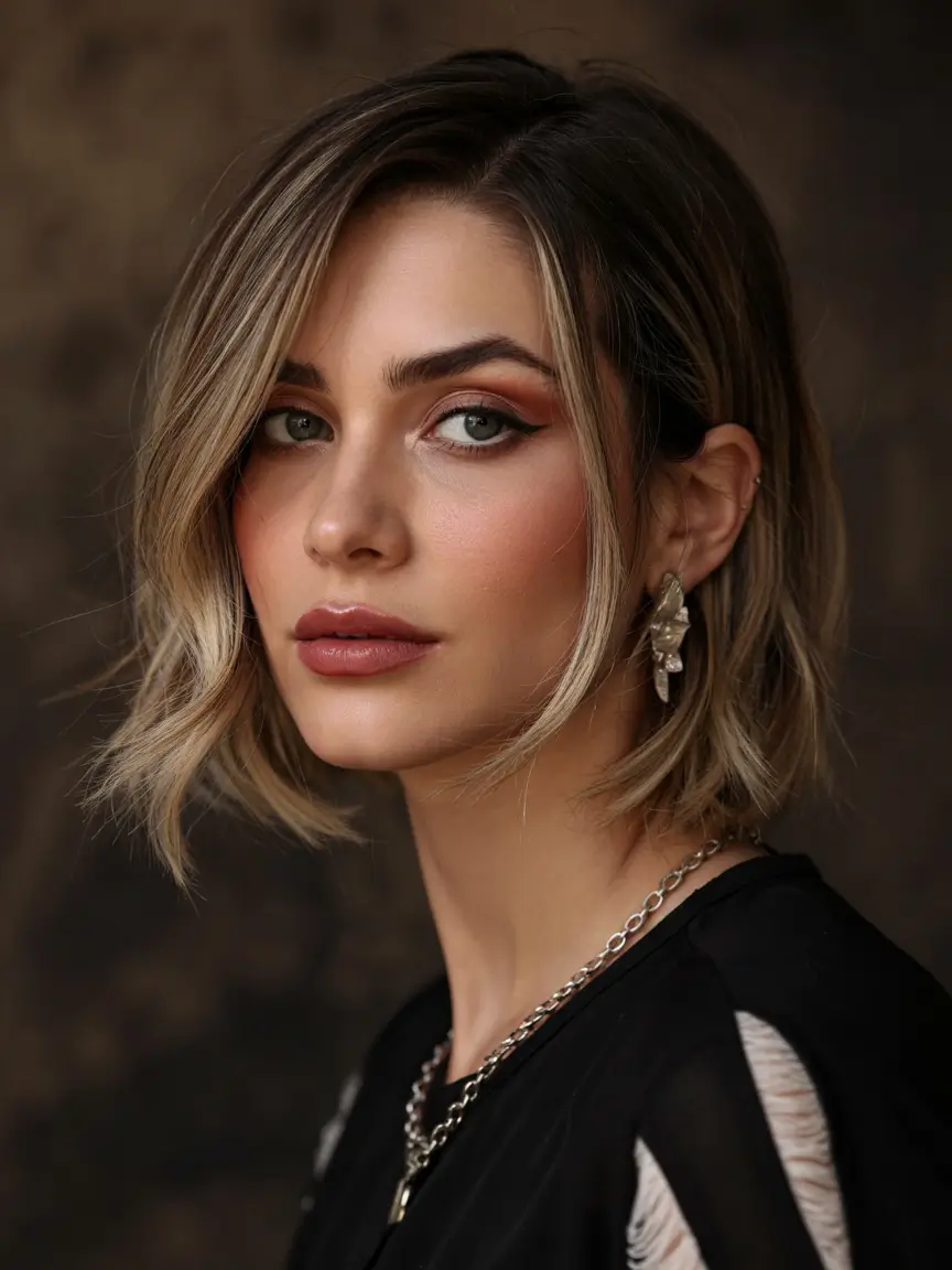 short winter haircuts Dimensional Bob With Root Shadow