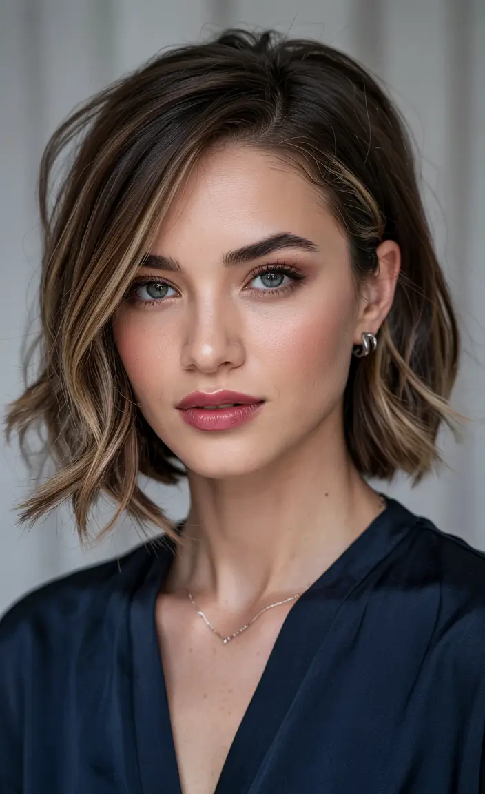 short winter haircuts Soft Textured Bob With Side Part
