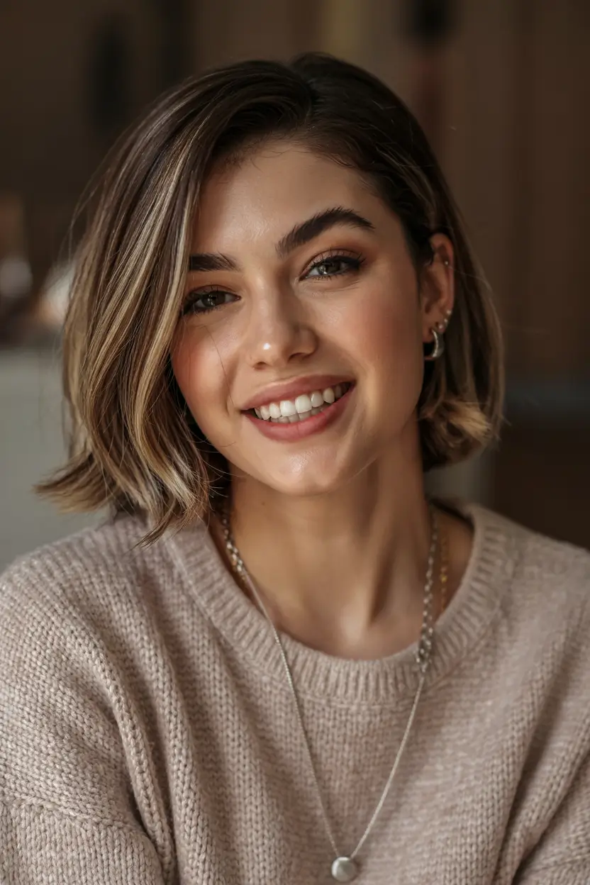 short winter haircuts Polished Bob With Soft Blonde Accents