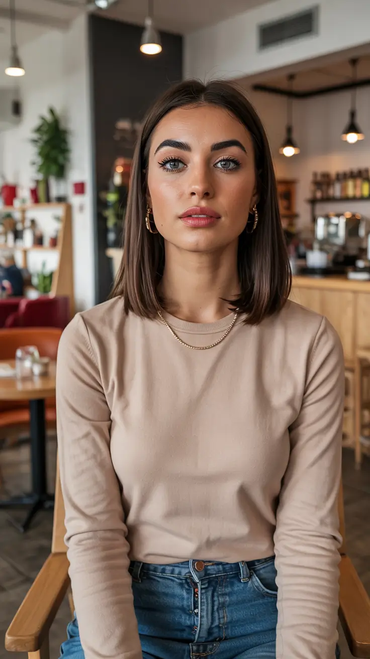short winter haircuts Classic Straight Mid-Length Bob