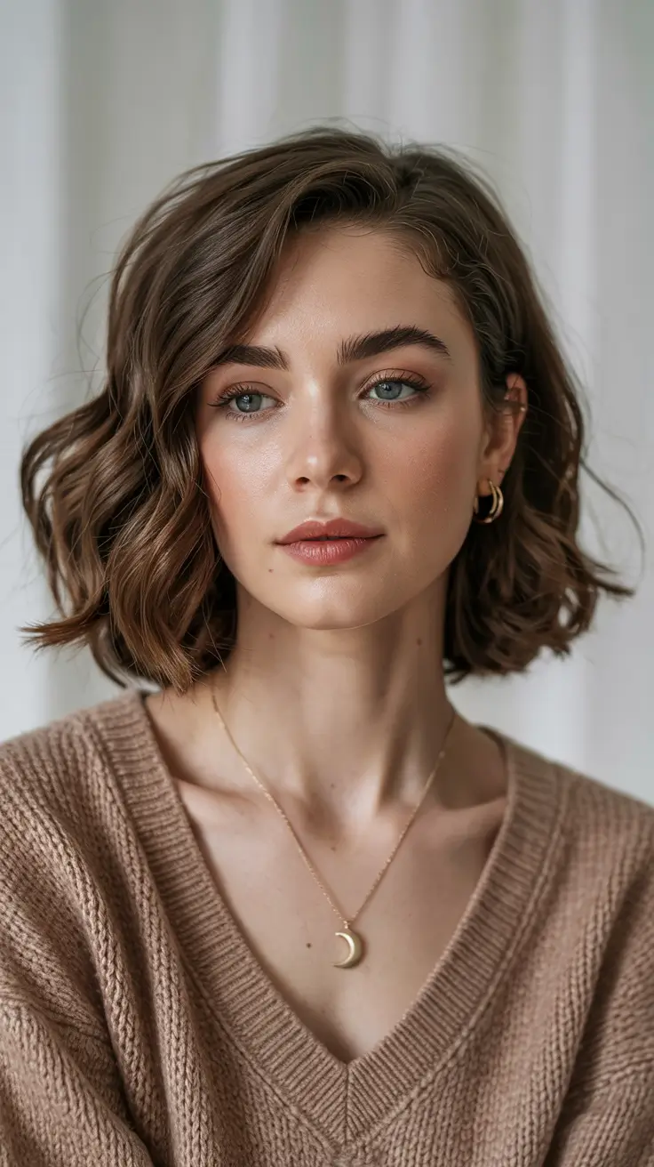 short winter haircuts Classic Brunette Bob With Loose Curls
