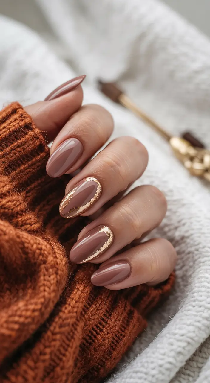 fall winter nails Golden Cuticle Frame