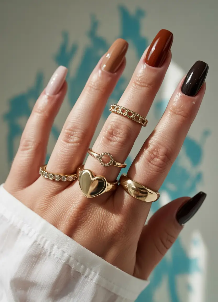 fall winter nails Gradient Shades of Cocoa