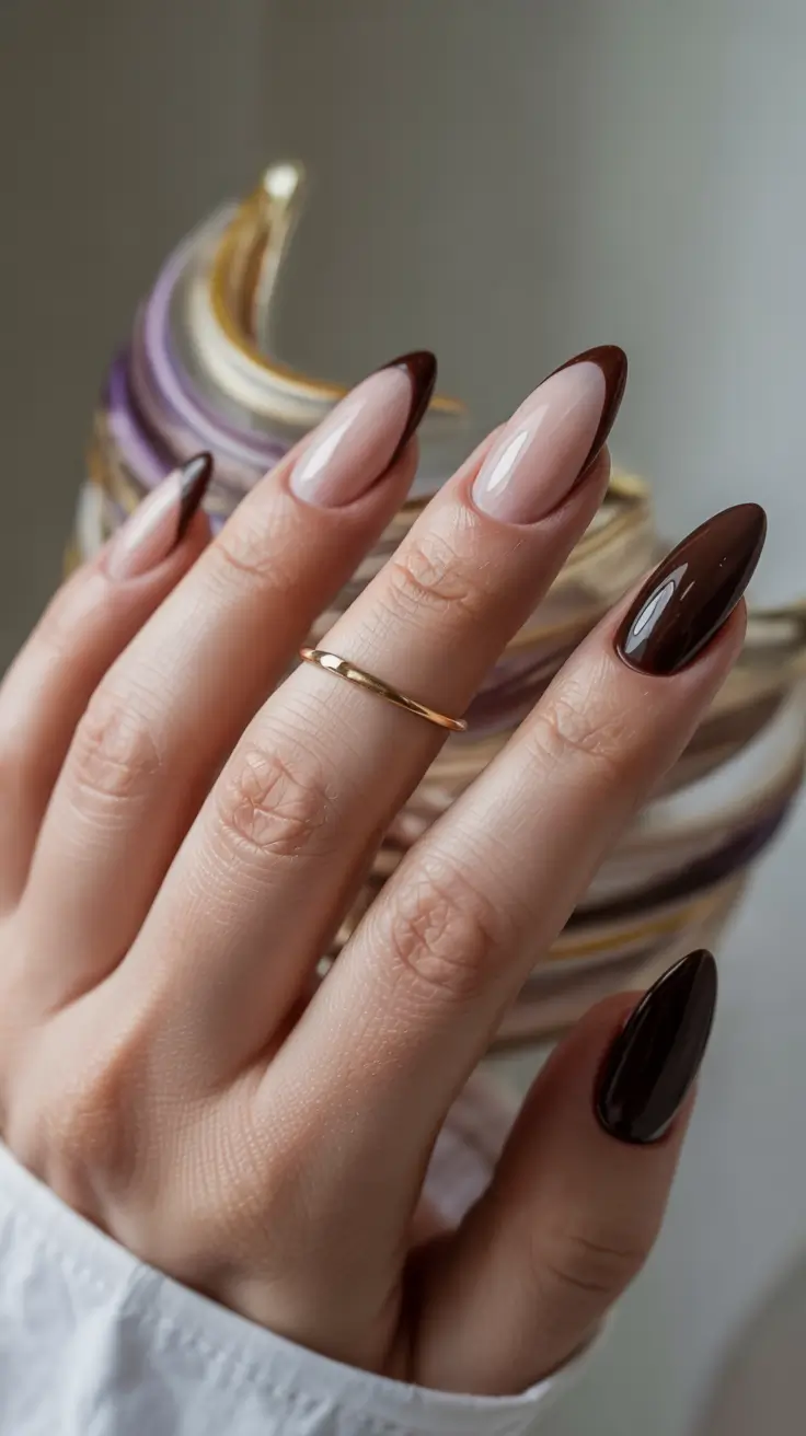 fall winter nails Chocolate French Elegance
