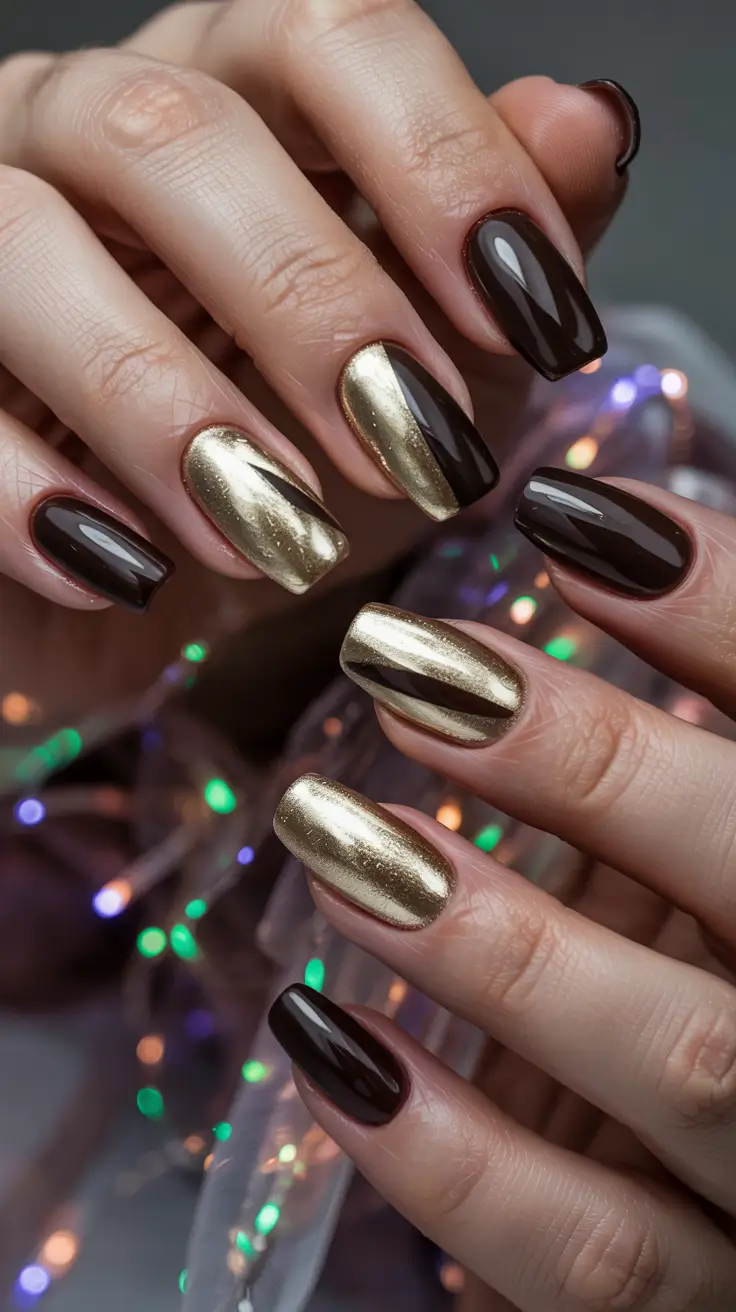fall winter nails Molten Gold and Espresso Drama