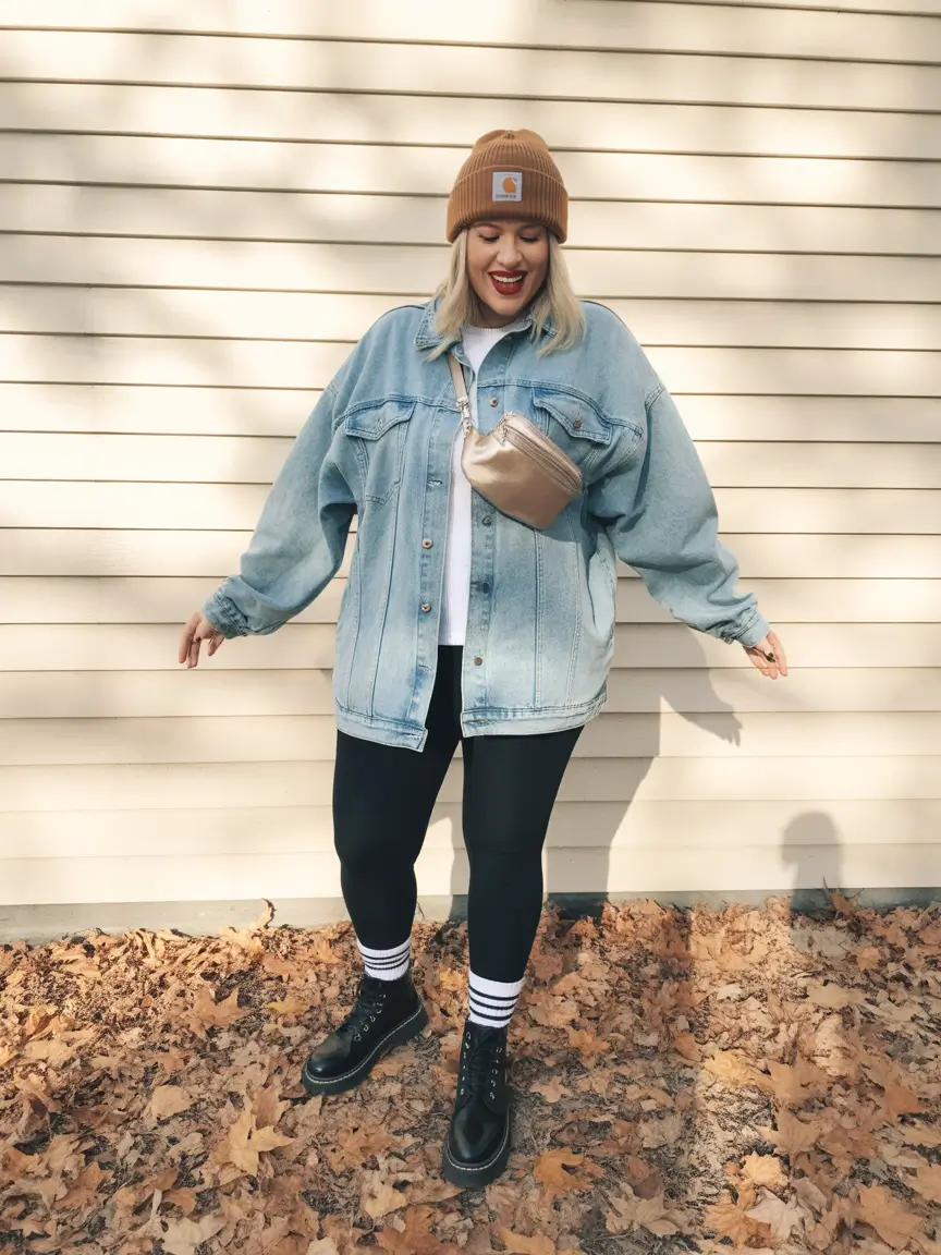 plus size winter outfits casual Effortless Street Cool in Oversized Denim