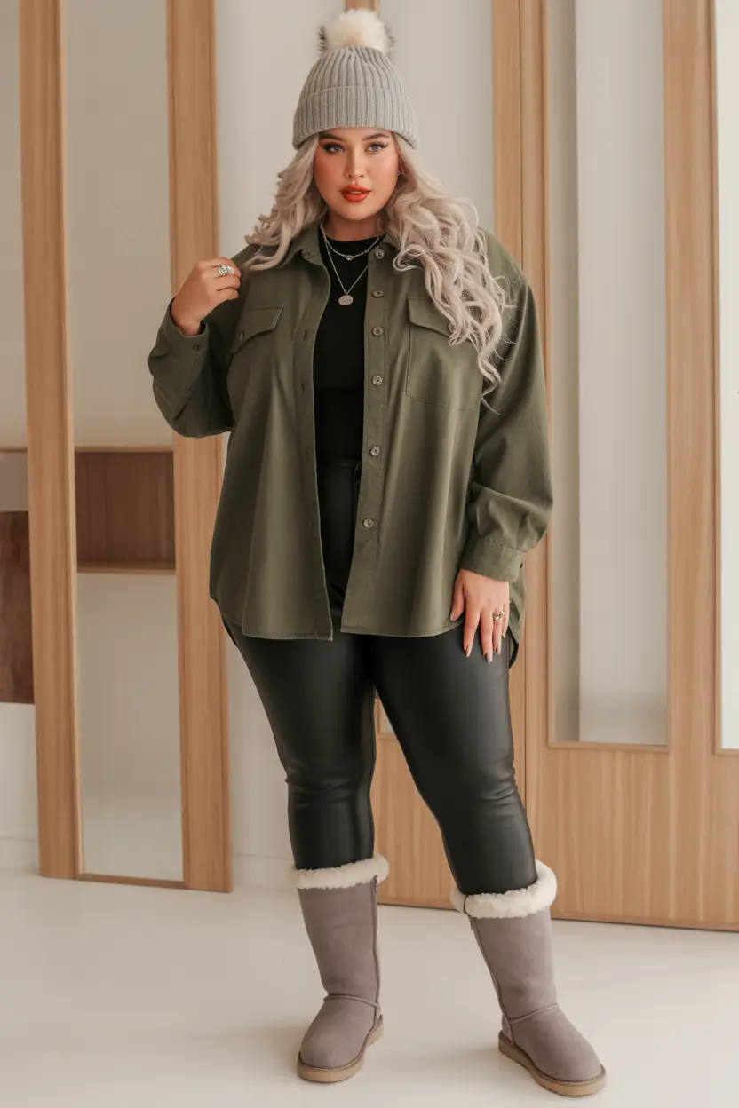 plus size winter outfits 2025 Laid-Back Utility with a Luxe Twist