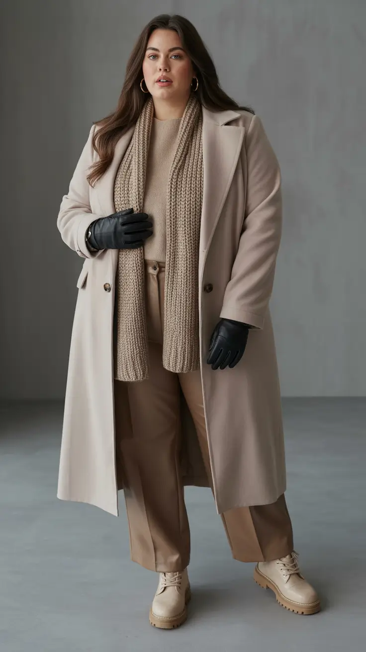 plus size winter outfits 2025 neutral power dressing with an elegant edge