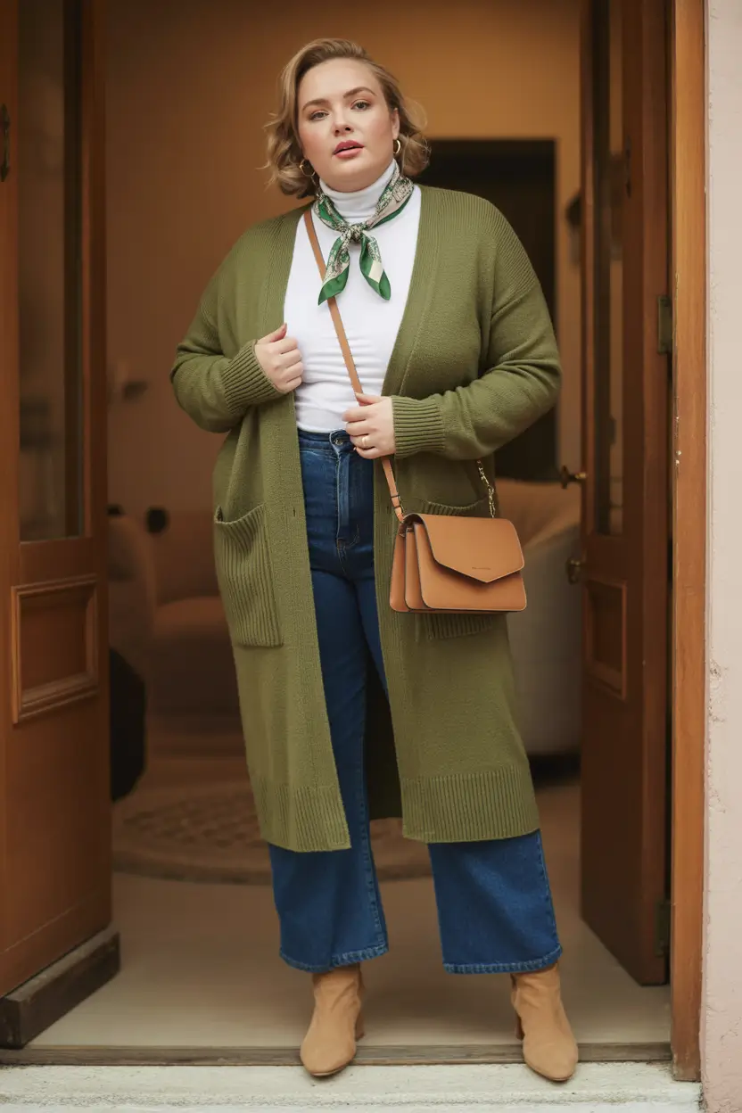 plus size winter outfits classy Classic Cardigan Layers with a Retro Twist