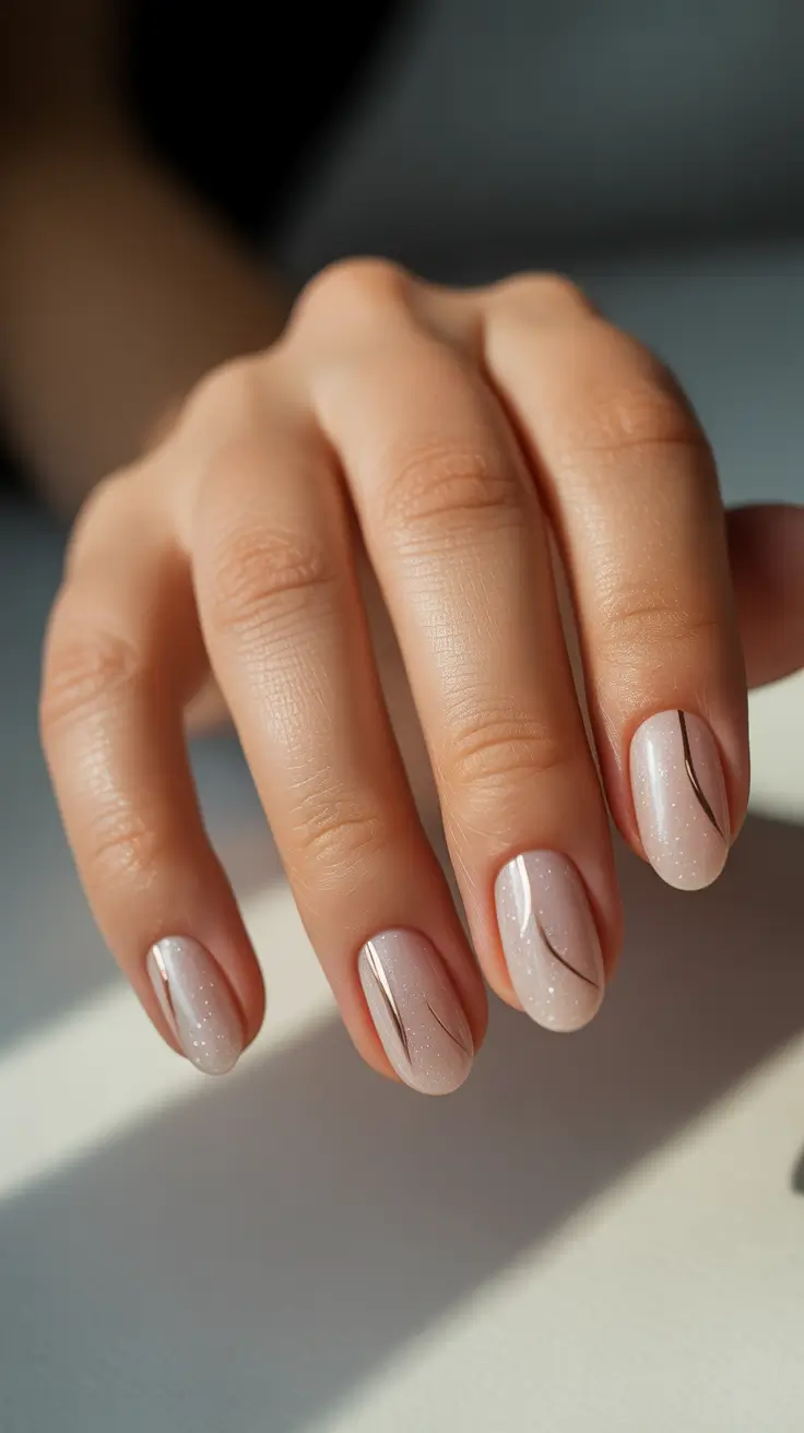 winter almond nails Champagne Line Spark