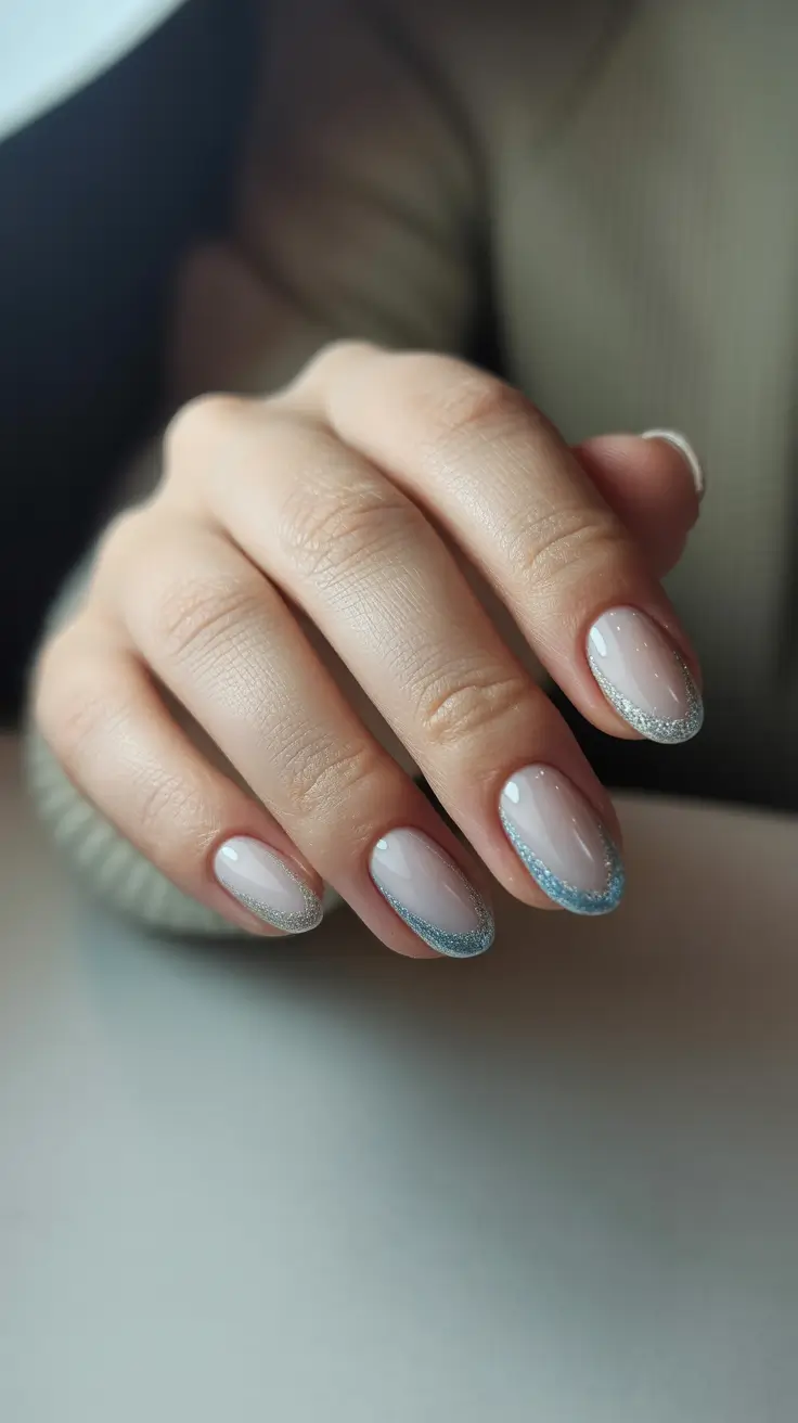 winter almond nails Frost Tip Illusion