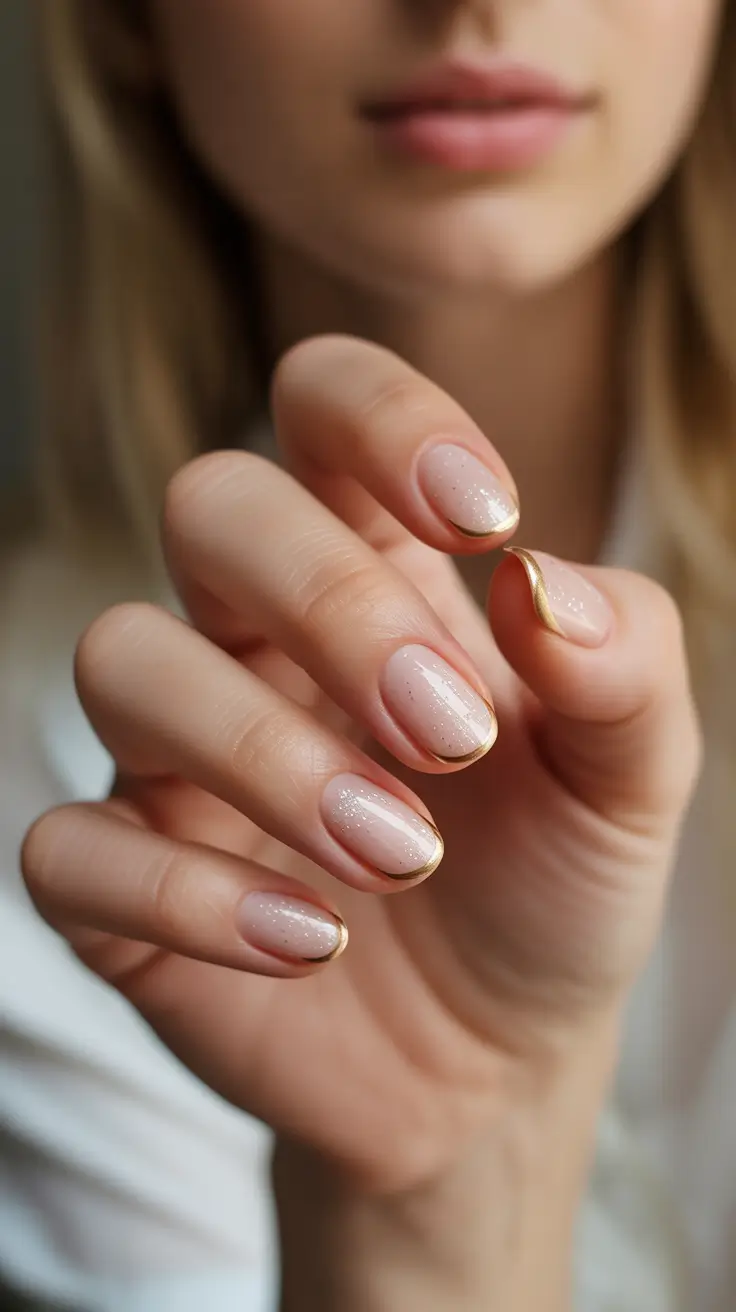 winter almond nails Golden Frost French