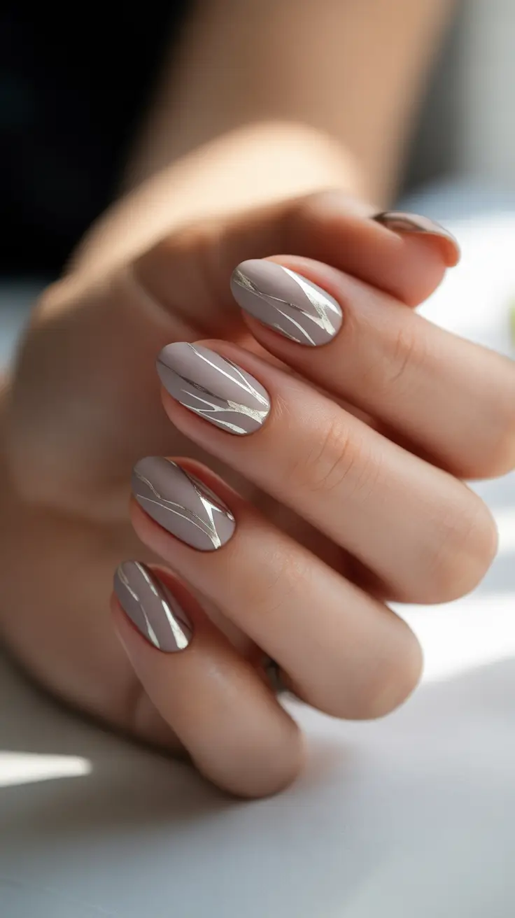 winter almond nails Muted Taupe Artistry