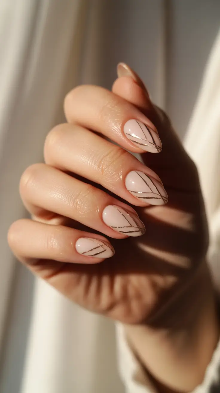 winter almond nails Modern Minimalist Lines