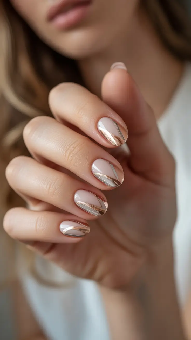 winter almond nails Golden Geometric Chic