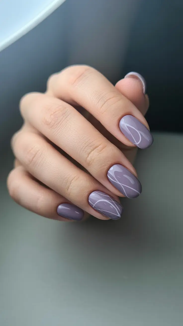 winter almond nails Dusty Violet Waves