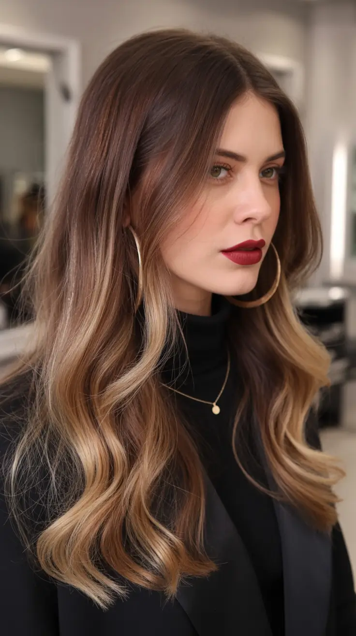 Trendy Fall & Winter Haircuts Ideas 2025-2026 Classic Long Blend with Balayage Glow