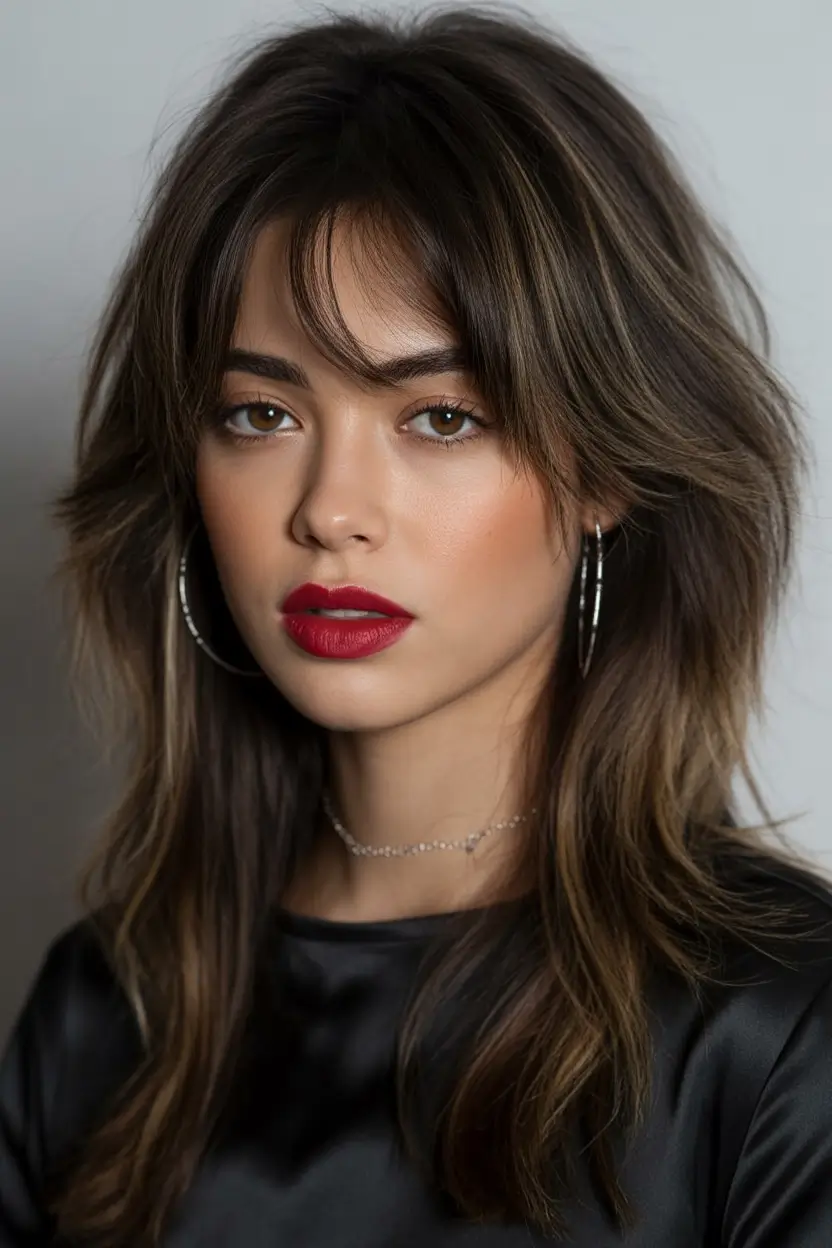 Trendy Fall & Winter Haircuts Ideas 2025-2026 Modern Shag with Soft Bangs