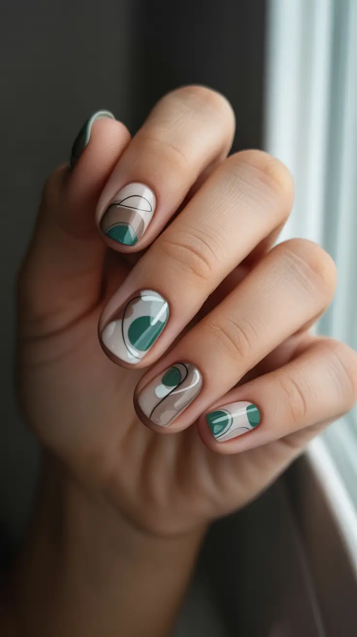 simple winter nails Emerald Geometry
