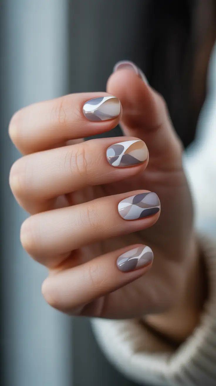 simple winter nails Smoky Neutrals with a Flow